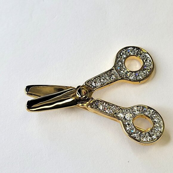 Gold Tone Scissors Brooch - Picture 1 of 11